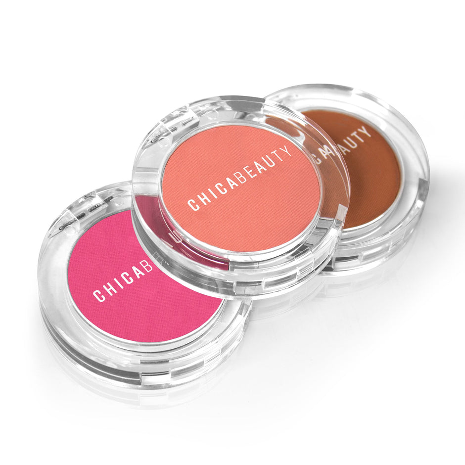 Pressed blush powder for a soft natural rosy cheek finish