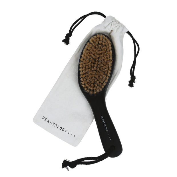 Beautology Lab boar bristle hair brush with storage pouch