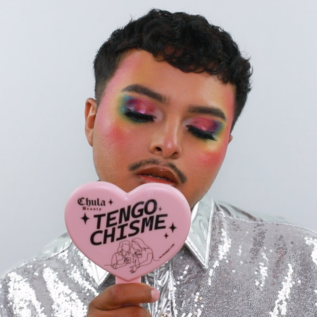 Chula Beauty 'Tengo Chisme' Pink Heart Shaped Makeup Hand Mirror Travel Friendly (LIMITED EDITION)