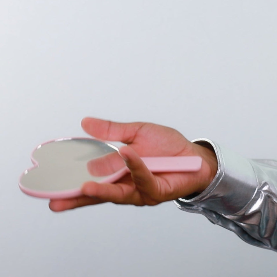 Chula Beauty 'Tengo Chisme' Pink Heart Shaped Makeup Hand Mirror Travel Friendly (LIMITED EDITION)