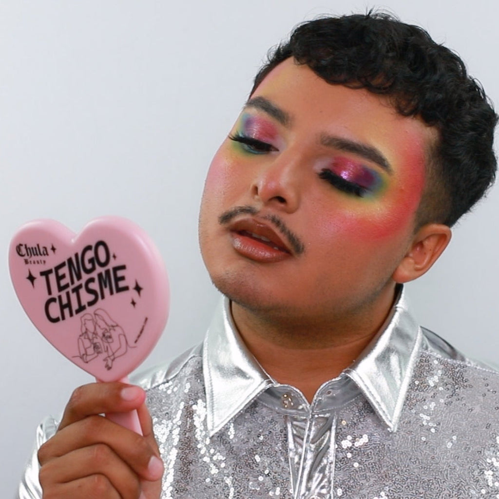 Chula Beauty 'Tengo Chisme' Pink Heart Shaped Makeup Hand Mirror Travel Friendly (LIMITED EDITION)