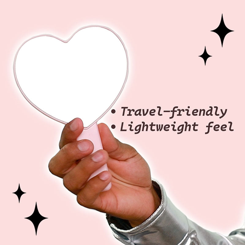 Chula Beauty 'Tengo Chisme' Pink Heart Shaped Makeup Hand Mirror Travel Friendly (LIMITED EDITION)