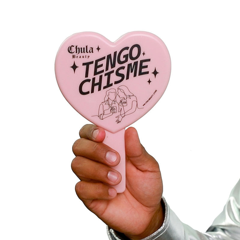 Chula Beauty 'Tengo Chisme' Pink Heart Shaped Makeup Hand Mirror Travel Friendly (LIMITED EDITION)